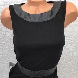 bebe Black Drape Back Lamb Leather Trim Sleeveless Mini Dress Size Small S NWT